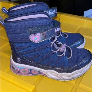 Skechers Kids Blue and Pink Heart Sneakers
